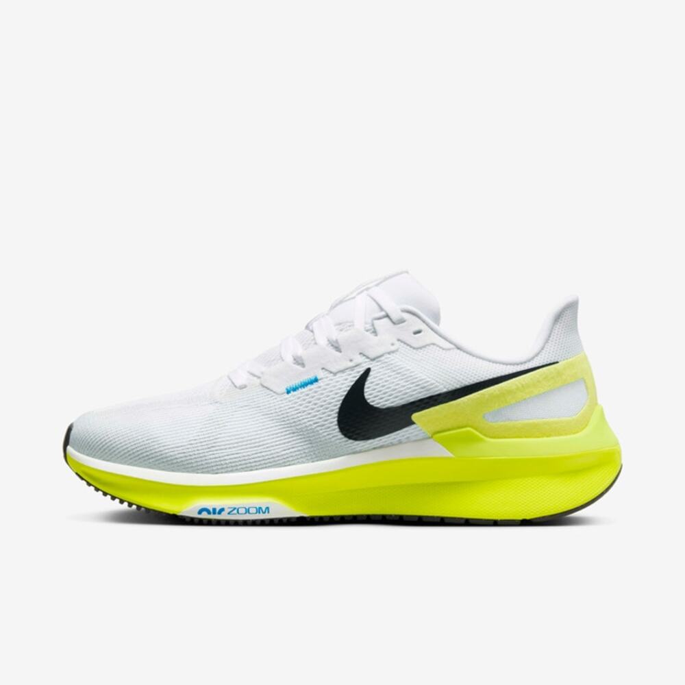 Nike Men's Structure 25 Road Running Shoes White Cyber Blue Black Sneakers